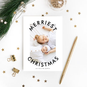 Cartes Pour Fêtes Annuelles Simple moderne Gras Merriest Photo de Noël