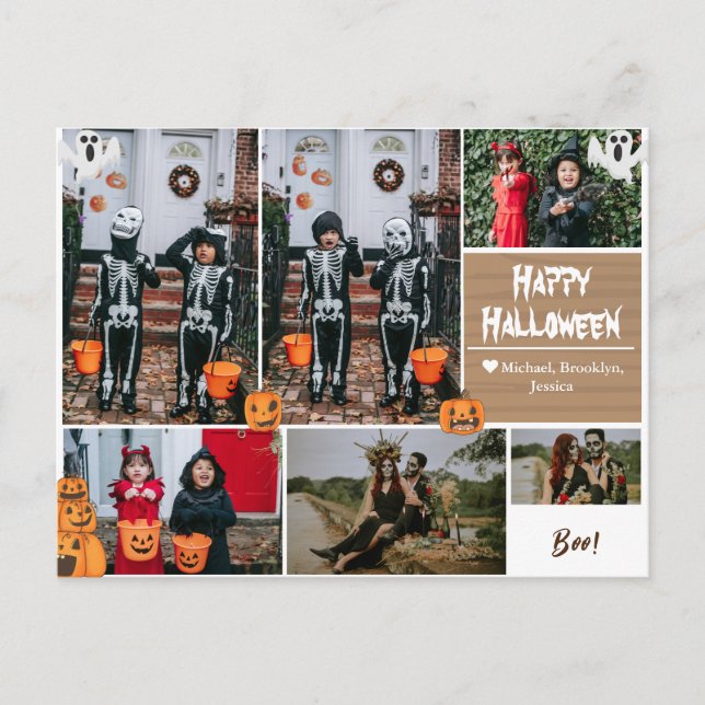 Cartes Pour Fêtes Annuelles Simple moderne Happy Halloween photo collage famil (Devant)
