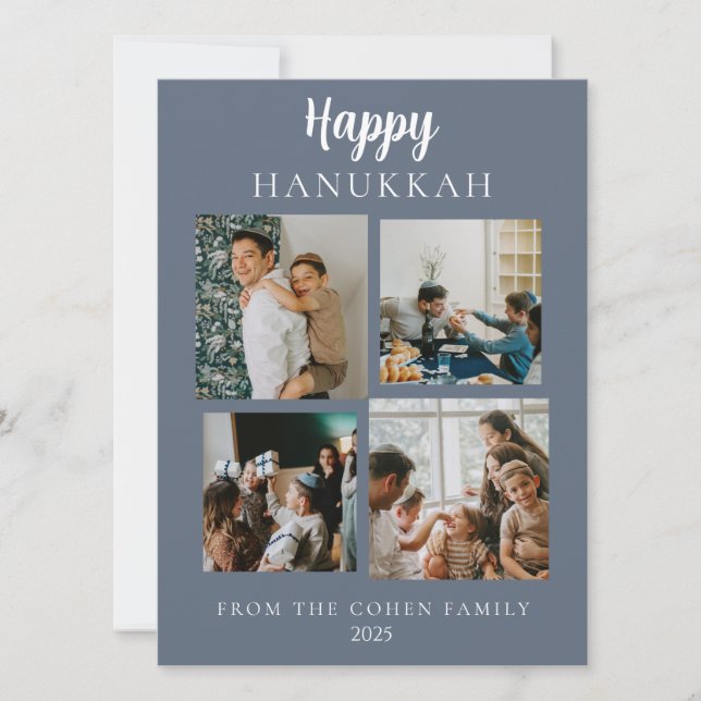Cartes Pour Fêtes Annuelles Simple moderne Happy Hanoukka Elegant 4 Photo (Devant)