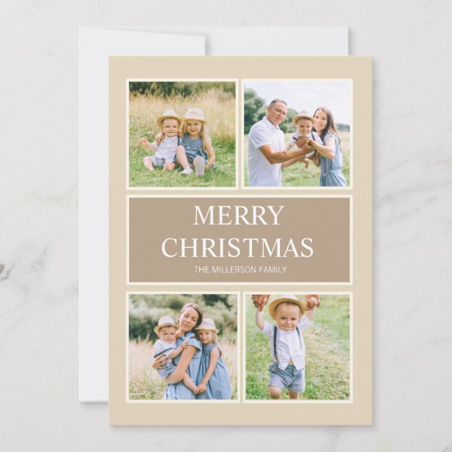 Cartes Pour Fêtes Annuelles Simple moderne Joyeux Noël 4 Photo de famille (Devant)
