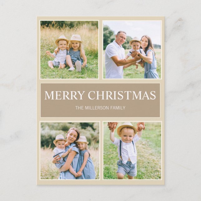 Cartes Pour Fêtes Annuelles Simple moderne Joyeux Noël 4 Photo de famille (Devant)