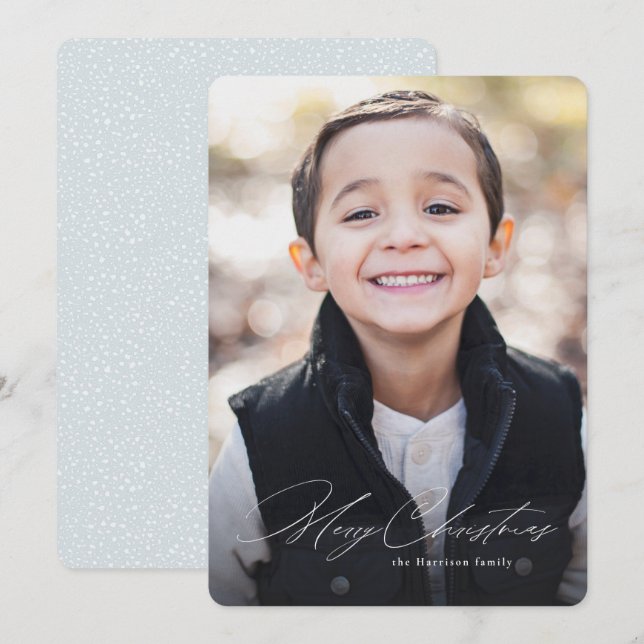 Cartes Pour Fêtes Annuelles Simple moderne Joyeux Noël une photo élégant (Devant / Derrière)