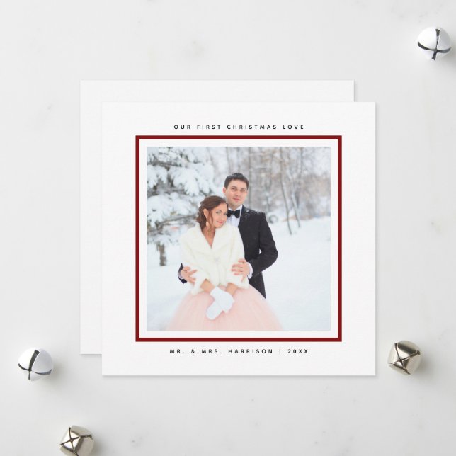 Cartes Pour Fêtes Annuelles Simple moderne Premier Noël M. et Mme Flat (Devant/Arrière en situation)