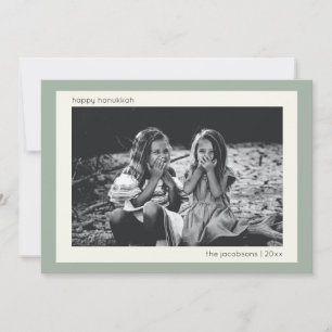Cartes Pour Fêtes Annuelles Simple moderne Sage Green Hanoukka Photo de famill