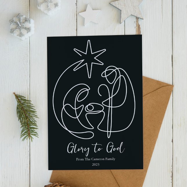 Cartes Pour Fêtes Annuelles Simple Nativité Religieux Noël Plat (Créateur téléchargé)