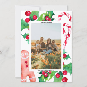 Cartes Pour Fêtes Annuelles Simple Noël Famille Sucre de canne de voeux Photo