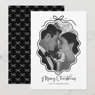 Cartes Pour Fêtes Annuelles Simple noir blanc Vague Retro Photo