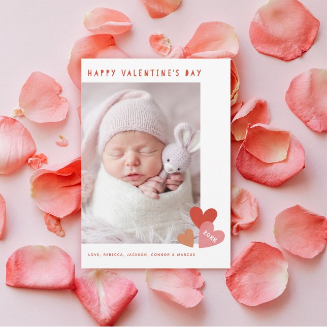 Cartes Pour Fêtes Annuelles Simple Pastel Hearts Valentines Jour Photo (Créateur téléchargé)