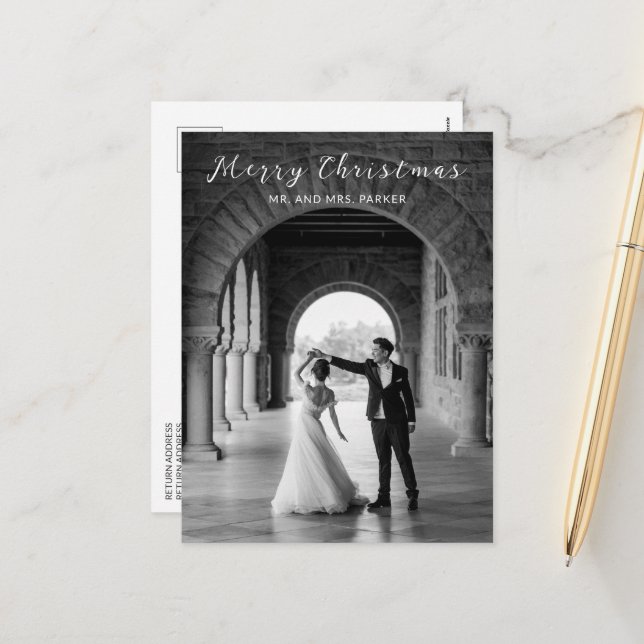 Cartes Pour Fêtes Annuelles Simple photo Elegant Noël (Devant/Arrière en situation)