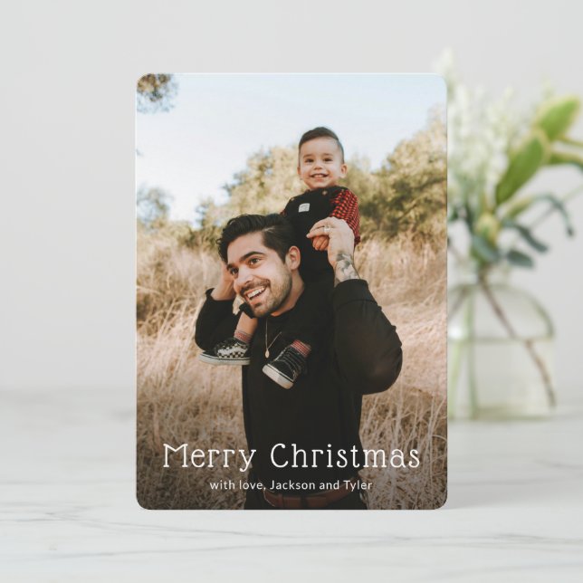Cartes Pour Fêtes Annuelles Simple photo Noël moderne (Debout devant)