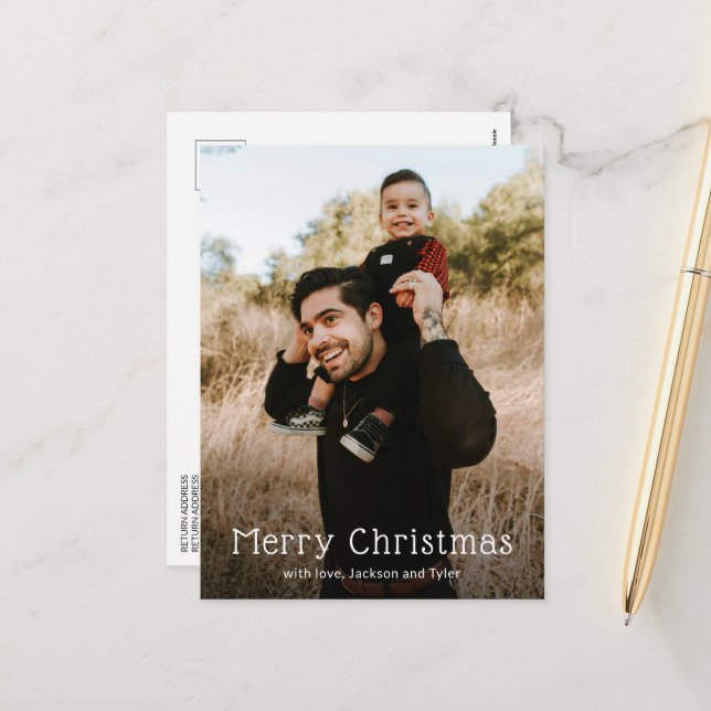 Cartes Pour Fêtes Annuelles Simple photo Noël moderne (Devant/Arrière en situation)
