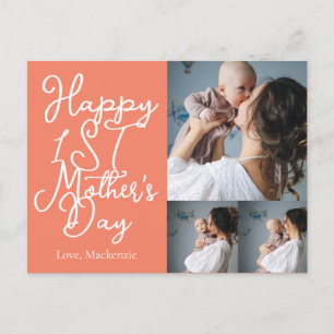 Cartes Pour Fêtes Annuelles Simple première mère Jours Cadeau Trois photos Col