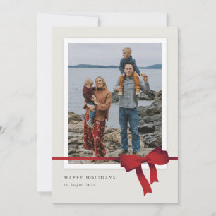 Cartes Pour Fêtes Annuelles Simple Red Bow Photo Noël