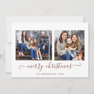 Cartes Pour Fêtes Annuelles Simple Red Script Joyeux Noël Photo Holiday