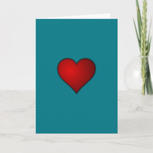Cartes Pour Fêtes Annuelles Simple, rouge-coeur clair, noir à l'intérieur (Devant)