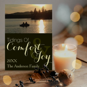 Cartes Pour Fêtes Annuelles Simple Rustic Lake Vacances ou Photo de Noël