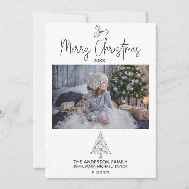 Cartes Pour Fêtes Annuelles Simple rustique arbre de bois photo Joyeux Noël (Devant)