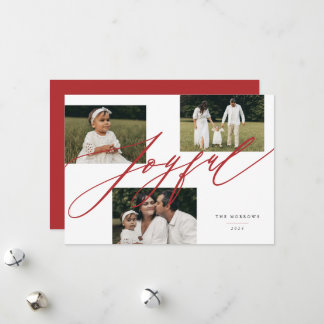 Cartes Pour Fêtes Annuelles Simple Script Joyeux Salutation Rouge Photo