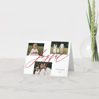 Cartes Pour Fêtes Annuelles Simple Script Joyful Greeting Red Photo