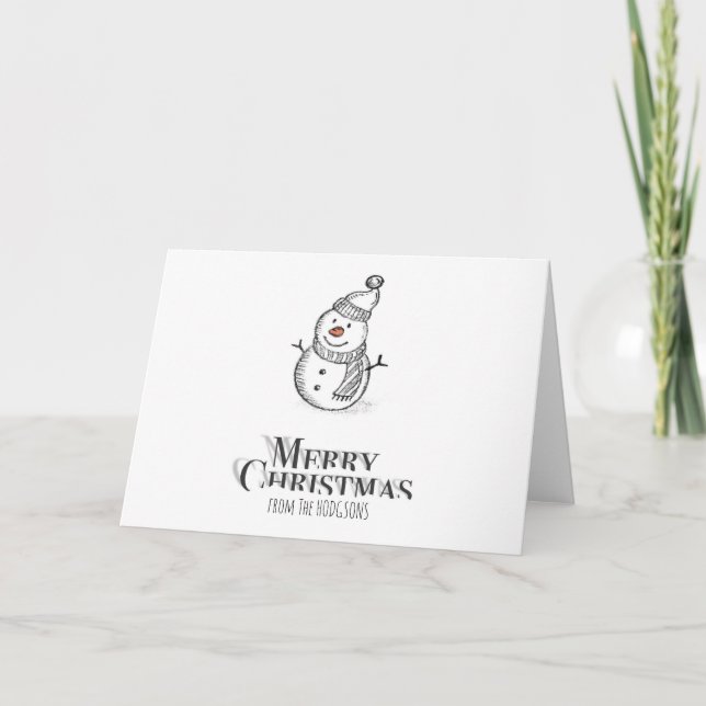 Cartes Pour Fêtes Annuelles Simple Snowman "Joyeux Noël" Texte de Noël (Devant)