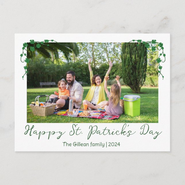 Cartes Pour Fêtes Annuelles Simple St. patrick jour photo de famille Shamrock (Devant)