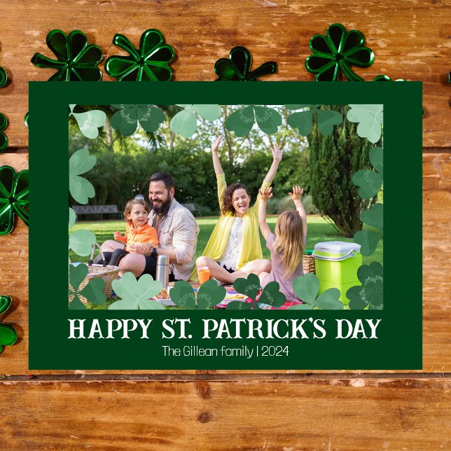 Cartes Pour Fêtes Annuelles Simple St. patrick jour photo de famille Shamrock (Créateur téléchargé)