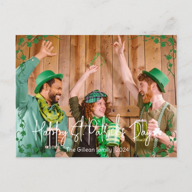 Cartes Pour Fêtes Annuelles Simple St. patrick jour photo de famille Shamrock (Devant)