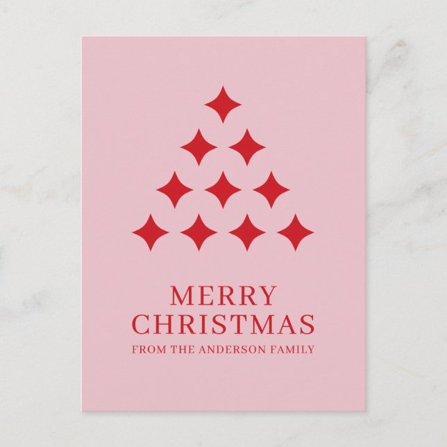 Cartes Pour Fêtes Annuelles Simple star tree pink red Merry Christmas  (Devant)