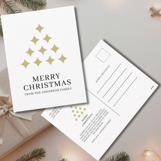 Cartes Pour Fêtes Annuelles Simple star tree white Merry Christmas  (Créateur téléchargé)