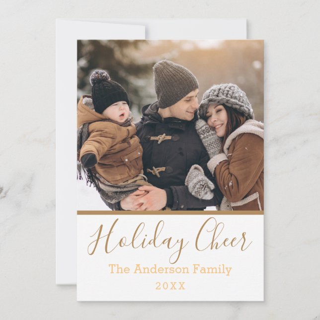Cartes Pour Fêtes Annuelles Simple White Holiday Cheval Faux Gold Photo (Devant)