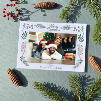 Cartes Pour Fêtes Annuelles Simple Winter Foliage Single Photo Horizontal