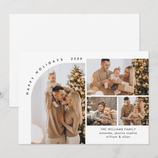 Cartes Pour Fêtes Annuelles Simplement élégant PHOTO Design Salutation de Noël (Devant / Derrière)
