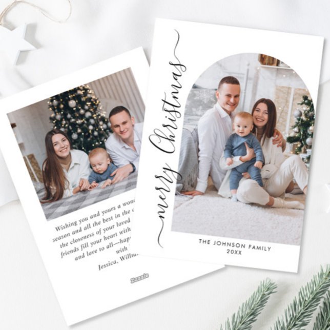 Cartes Pour Fêtes Annuelles Simplement élégant Stylish 2 PHOTO Noël Salutation (Créateur téléchargé)