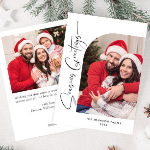 Cartes Pour Fêtes Annuelles Simplement élégant Stylish 2 PHOTO Noël Salutation