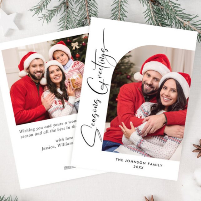 Cartes Pour Fêtes Annuelles Simplement élégant Stylish 2 PHOTO Noël Salutation (Créateur téléchargé)
