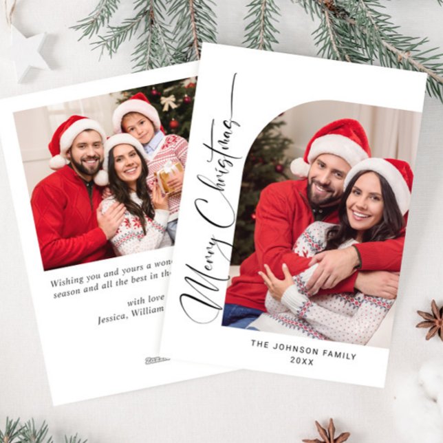 Cartes Pour Fêtes Annuelles Simplement élégant Stylish 2 PHOTO Noël Salutation (Créateur téléchargé)
