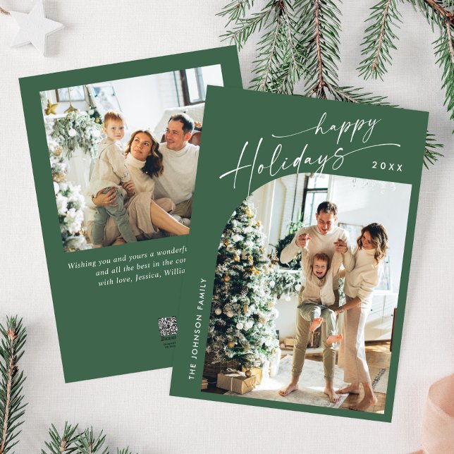 Cartes Pour Fêtes Annuelles Simplement élégant Stylish 2 PHOTO Noël Salutation (Créateur téléchargé)
