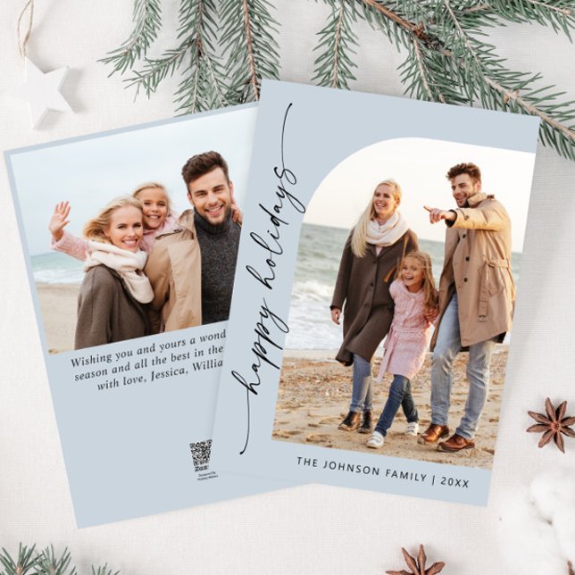 Cartes Pour Fêtes Annuelles Simplement élégant Stylish 2 PHOTO Noël Salutation (Créateur téléchargé)