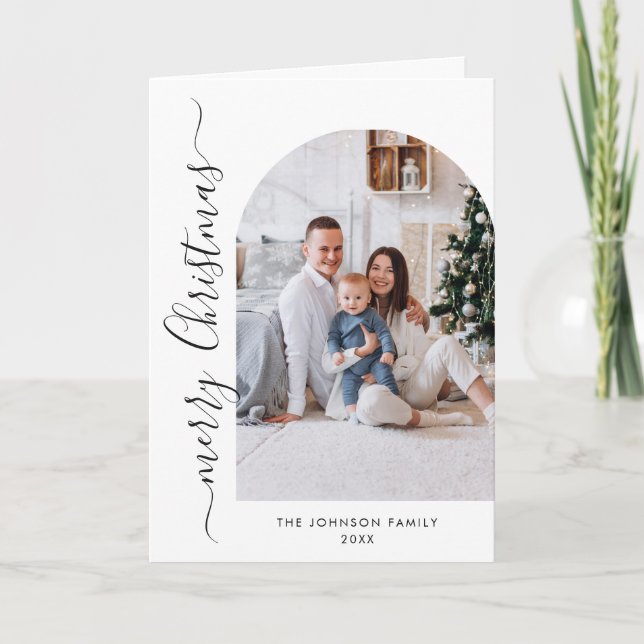 Cartes Pour Fêtes Annuelles Simplement élégant Stylish 2 PHOTO Noël Salutation (Devant)