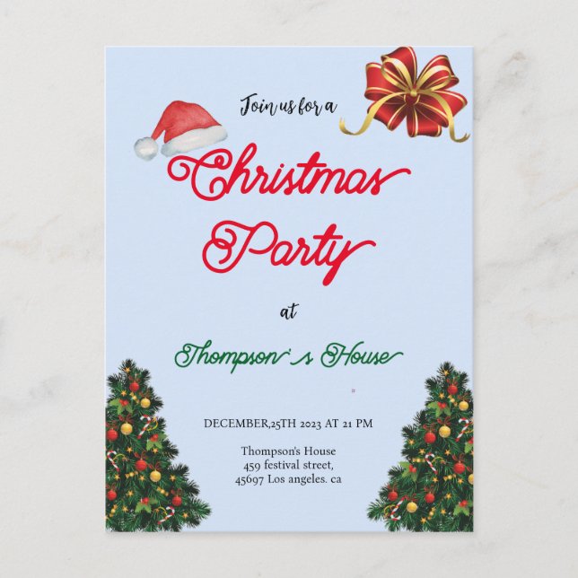 Cartes Pour Fêtes Annuelles Simples arbres verts Typographie joyeux Noël (Devant)