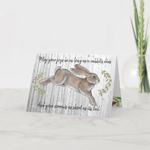 Cartes Pour Fêtes Annuelles Simples feuilles de lapin rustique en bois de Noël