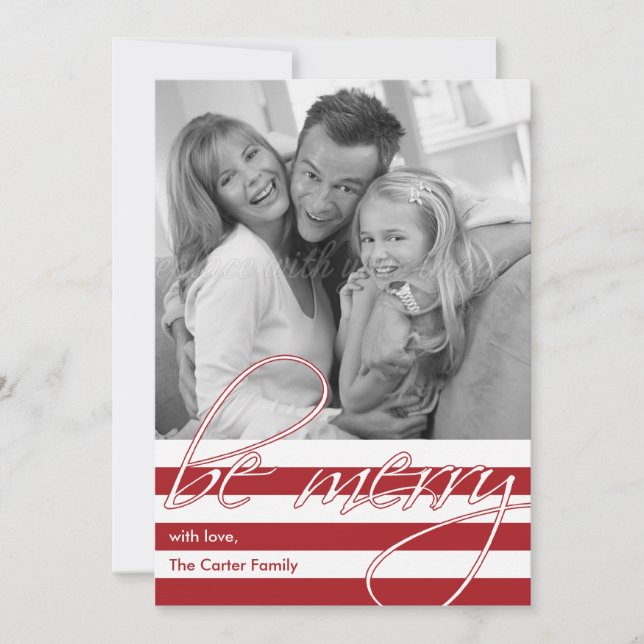 Cartes Pour Fêtes Annuelles Simples rayures Noël/Cartes photos de vacances (Devant)