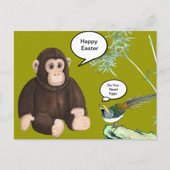 Cartes Pour Fêtes Annuelles Singe Brown de Pâques (Devant)