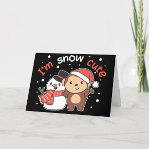 Cartes Pour Fêtes Annuelles Singe Je T'aime Tellement Neige Bonhomme de Neige
