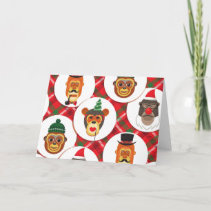 Cartes Pour Fêtes Annuelles singes hippiques de Noël