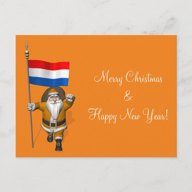 Cartes Pour Fêtes Annuelles Sinterklaas avec le drapeau de Pays-Bas (Devant)