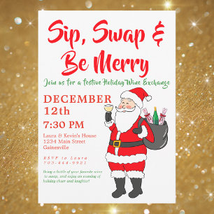 Cartes Pour Fêtes Annuelles Sip, Swap & Be Merry Holiday Wine Exchange Party