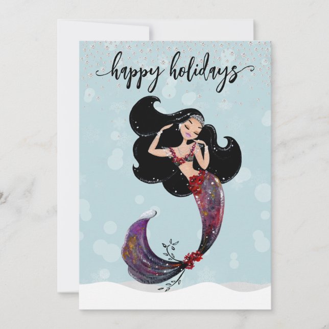 Cartes Pour Fêtes Annuelles Sirène de Noël en Diamant de Luxe (Devant)