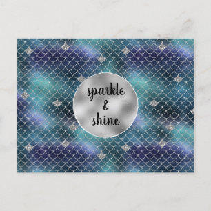 Cartes Pour Fêtes Annuelles Sirène Glitz Bleu Aqua Argenté