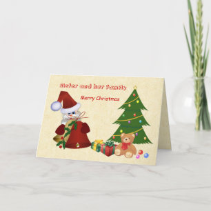 Cartes Pour Fêtes Annuelles Sister.Christmas.Santa, arbre, ours de nounours,